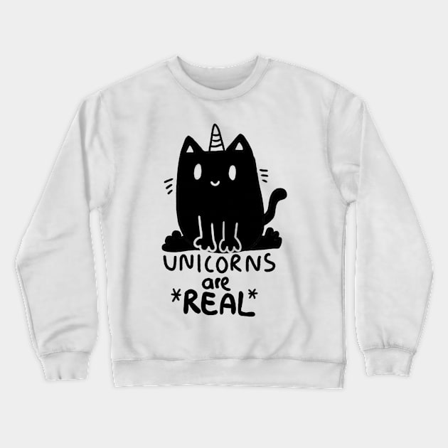 Unicorns are real ! cute, black caticorn Crewneck Sweatshirt by loulou-artifex